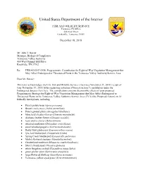 USFWS Consultation on Transmission System Right-Of-Way Program