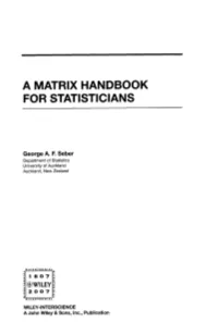 A Matrix Handbook for Statisticians