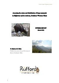 Assessing the Status and Distribution of Large Mammals in Highwavy and Its Environs, Southern Western Ghats
