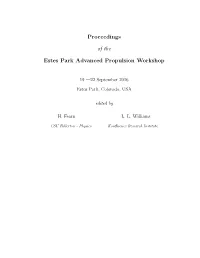 Breakthrough Propulsion Workshop 2016 Proceedings