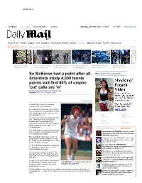 So Mcenroe Had a Point After All. Scientists Study 4,000 Tennis Points