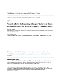 Towards a Better Understanding of Lawyers' Judgmental Biases in Client Representation: the Role of Need for Cognitive Closure