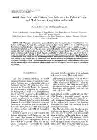 Wood Identification in Historic Sites: Inferences for Colonial Trade and Modification of Vegetation on Barbuda