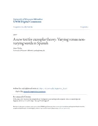 A New Test for Exemplar Theory: Varying Versus Non- Varying Words in Spanish Anne Pycha University of Wisconsin - Milwaukee, Pycha@Uwm.Edu