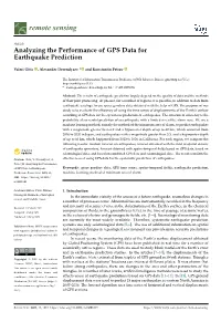 Analyzing the Performance of GPS Data for Earthquake Prediction