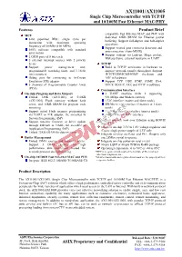 AX11001/AX11005 Single Chip Microcontroller with TCP/IP and 10/100M Fast Ethernet MAC/PHY
