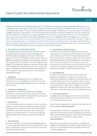 Client Assets Key Information Document