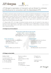 J.P. Morgan's Expression of Interest to Act As Global Co-Ordinator And
