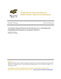 A Complex Systems Framework for Research on Leadership and Organizational Dynamics in Academic Libraries