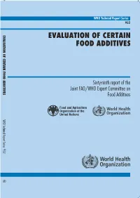 Evaluation of Certain Food Additives