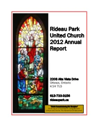 Rideau Park United Church 2012 Annual Report
