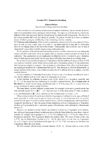 Lecture II-1: Symmetry Breaking