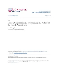 Some Observations and Proposals on the Nature of the Fourth Amendment Ronald J