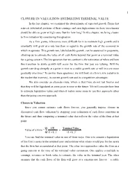 TERMINAL VALUE in the Last Chapter, We Examined the Determinants of Expected Growth