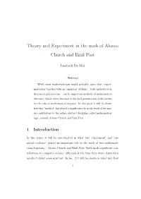 Theory and Experiment in the Work of Alonzo Church and Emil Post