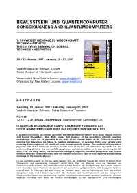 2007 Abstracts Und Curricula Bewusstsein Und Quantencomputer