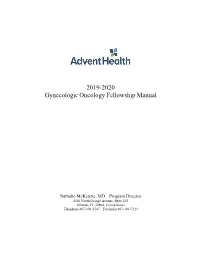 2019-2020 Gynecologic Oncology Fellowship Manual