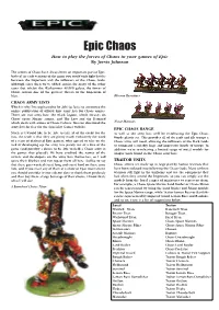 Epic Chaos How to Play the Forces of Chaos in Your Games of Epic by Jervis Johnson