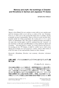 Memory and Myth: the Bombings of Dresden and Hiroshima in German and Japanese TV Drama
