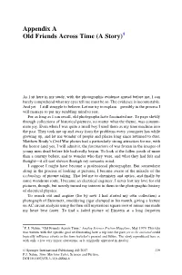 Appendix a Old Friends Across Time (A Story)1