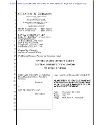 Class Action Settlement Lead Case No