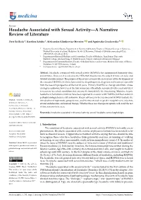 Headache Associated with Sexual Activity—A Narrative Review of Literature