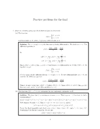 Practice Problems for the Final