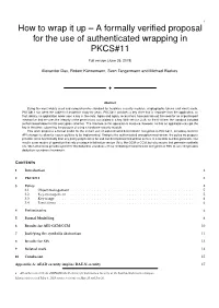 A Formally Verified Proposal for the Use of Authenticated Wrapping in PKCS