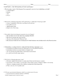 CHAPTER 11: the Globalization of Trade and Finance