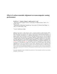 Effect of Carbon Nanotube Alignment on Nanocomposite Sensing Performance