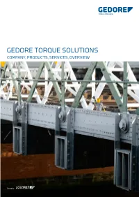 Gedore Torque Solutions Company, Products, Services, Overview