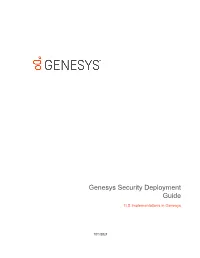 Genesys Security Deployment Guide