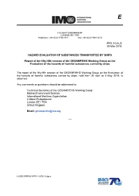 Hazard Evaluation of Substances Transported by Ships