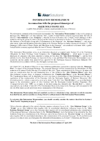 INFORMATION MEMORANDUM in Connection with the Proposed Demerger of AKER SOLUTIONS ASA (A Public Limited Liability Company Organised Under the Laws of Norway)