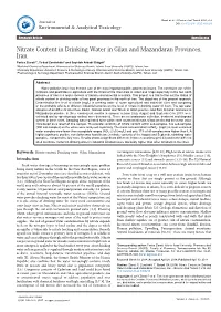 Nitrate Content in Drinking Water in Gilan and Mazandaran Provinces