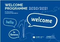 PROGRAMME 2020/2021 for Newcomers to Geneva’S International