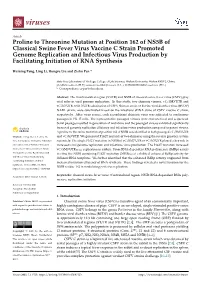 Proline to Threonine Mutation at Position 162 of NS5B of Classical