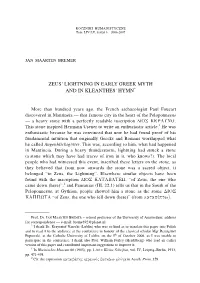 Zeus' Lightning in Early Greek Myth and in Kleanthes' Hymn*