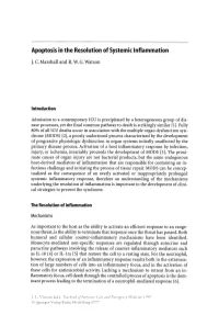 Apoptosis in the Resolution of Systemic Inflammation