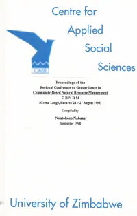 Centre for Applied Social Sciences University of Zimbabwe