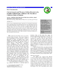 Current Scenario and Threats to Ichthyo-Diversity in the Foothills of Hindu Kush: Addition to the Checklist of Coldwater Fishes of Pakistan