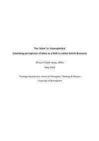 Examining Perceptions of Islam As a Faith in Online British Discourse