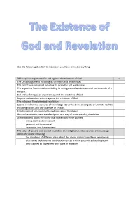 GCSE Revision the Existence of God and Revelation Revision Guide