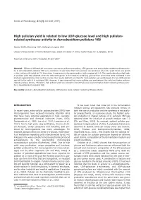 High Pullulan Yield Is Related to Low UDP-Glucose Level and High Pullulan- Related Synthases Activity in Aureobasidium Pullulans Y68