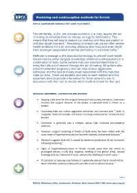 Neutering and Contraception Methods for Ferrets