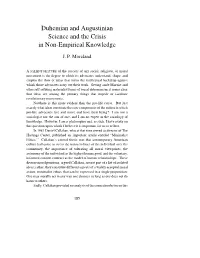 Duhemian and Augustinian Science and the Crisis in Non-Empirical Knowledge