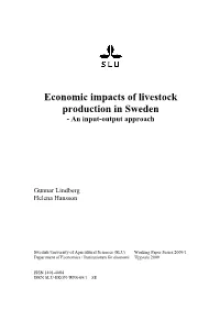 Economic Impacts of Livestock Production in Sweden - an Input-Output Approach
