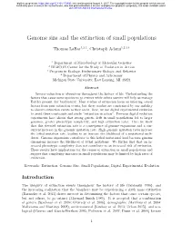 Genome Size and the Extinction of Small Populations
