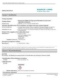 Identification Product Identifier Product Name Neomycin Sulfate