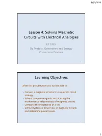Lesson 4: Solving Magnetic Circuits with Electrical Analogies